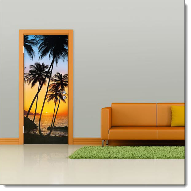 Sunny Palms Door Mural DM529 by Ideal Decor