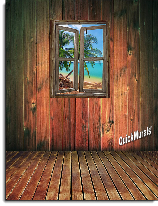 Beach Cabin Window Mural #3
