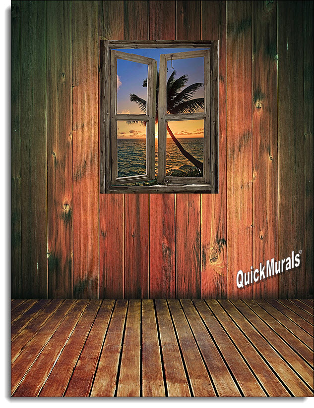 Beach Cabin Window Mural #6