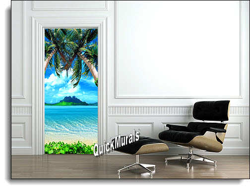 Tropical 1-piece Peel & Stick Door Mural by QuickMurals