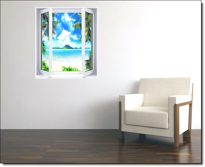 Enchanted Island Window CANVAS Peel & Stick Wall Mural by QuickMurals
