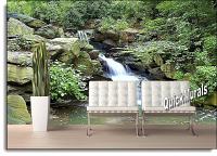 Mountain Waterfall Peel and Stick Wall Mural Roomsetting