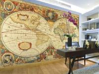 Antique World Map Wall Mural C873 Roomsetting