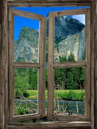 Mountain Cabin Window Mural