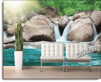 The First Waterfall Peel and Stick Wall Mural Roomsetting