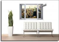 Big City Window 1-Piece Peel & Stick Mural Roomsetting
