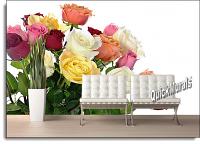 Bouquet Of Roses Peel and Stick Wall Mural Roomsetting