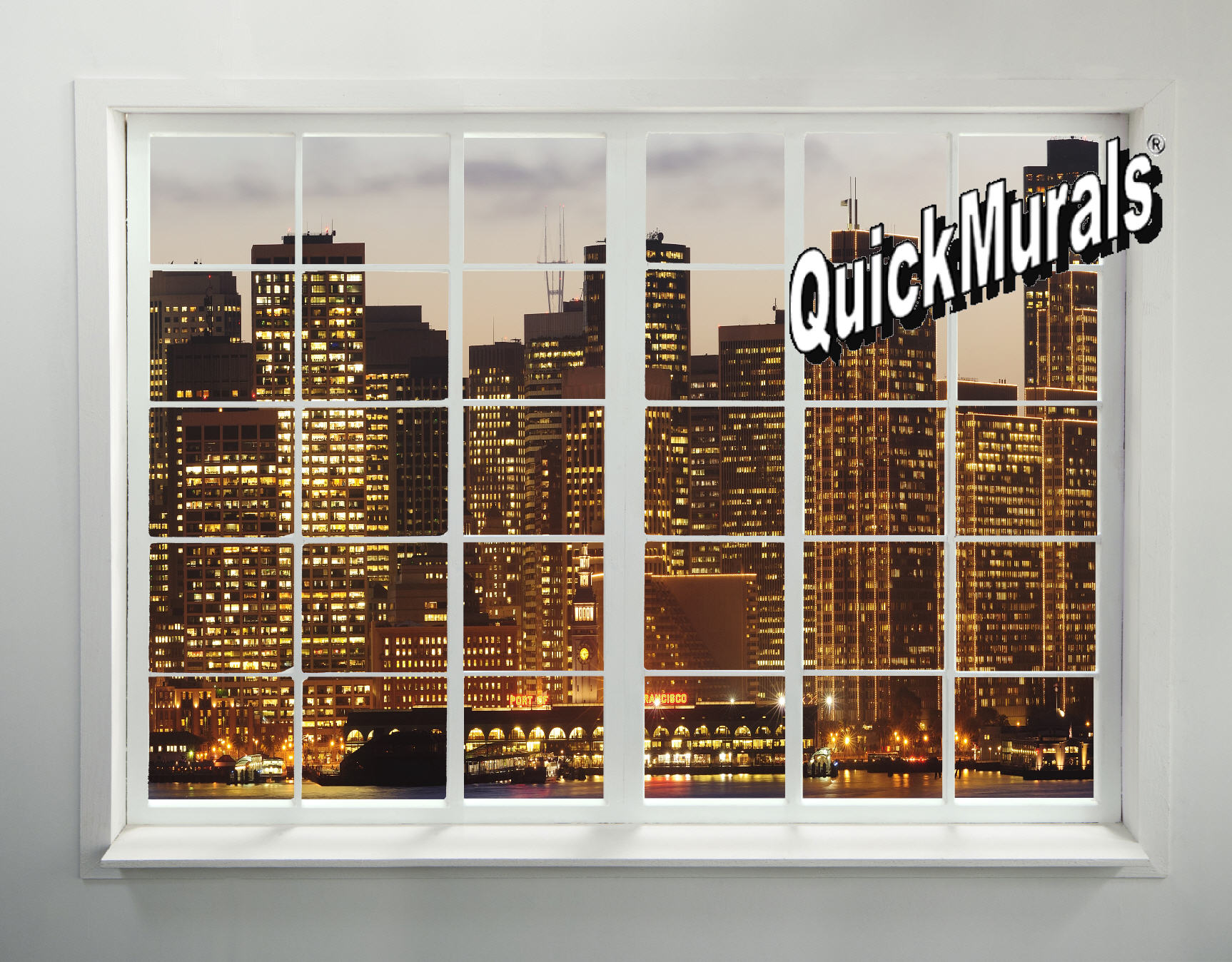 Cityscape Window #2 Peel & Stick Wall Mural by QuickMurals