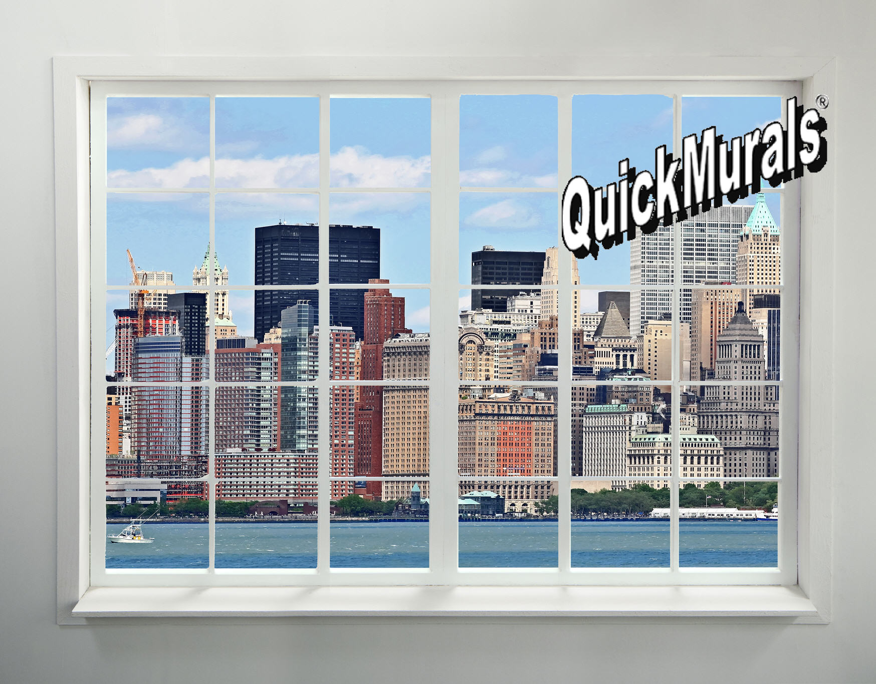 NYC Skyline Window #1 Peel & Stick Wall Mural by QuickMurals