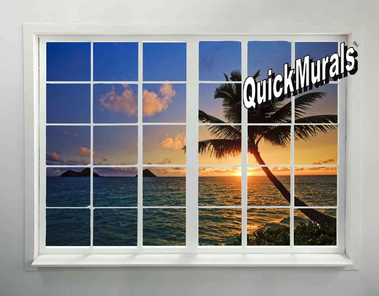 Tahiti Sunset Window Peel & Stick Wall Mural