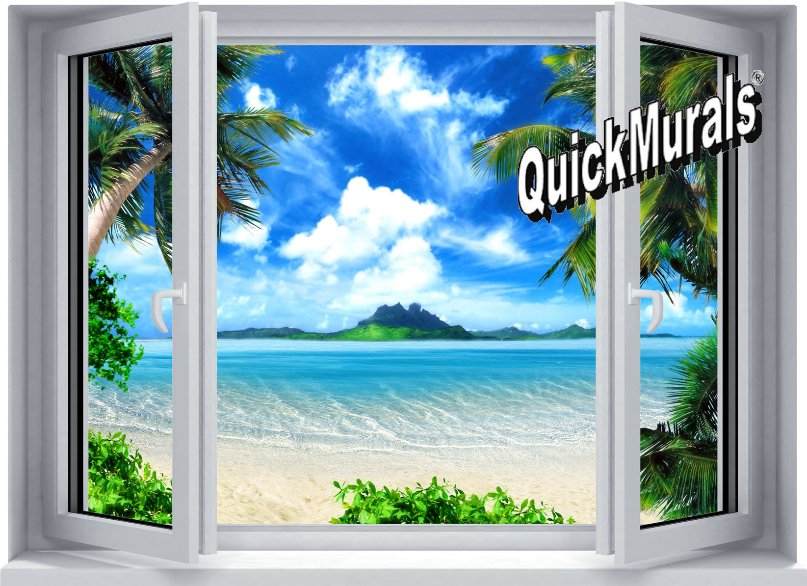 Tropical Window CANVAS Peel & Stick Mural by QuickMurals