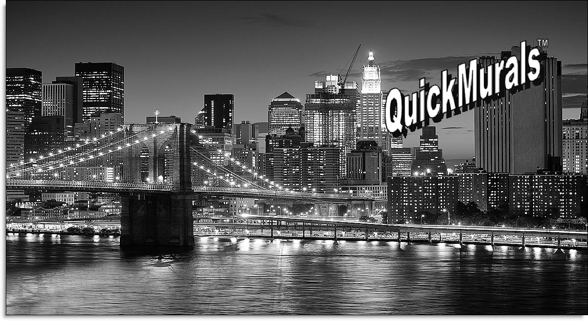 Brooklyn Bridge Black & White Peel and Stick Mural by QuickMurals