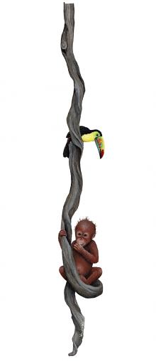 Orangutan & Toucan Peel & Stick Applique 151801