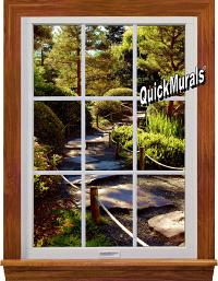 Garden Path Window 1-Piece Peel & Stick Wall Mural by QuickMurals