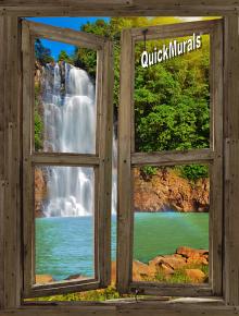 Waterfall Cabin Window Mural #1 by QuickMurals