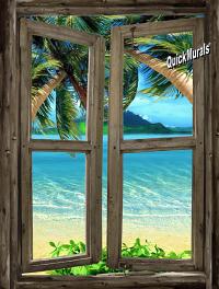 Beach Cabin Window Mural #7