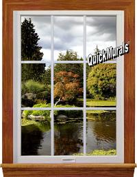 Serenity Lake Window CANVAS Peel & Stick Wall Mural by QuickMurals