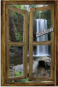 Waterfall Cabin Window Mural #2 by QuickMurals