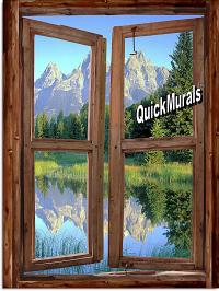Mountain Cabin Window Mural #1 by QuickMurals